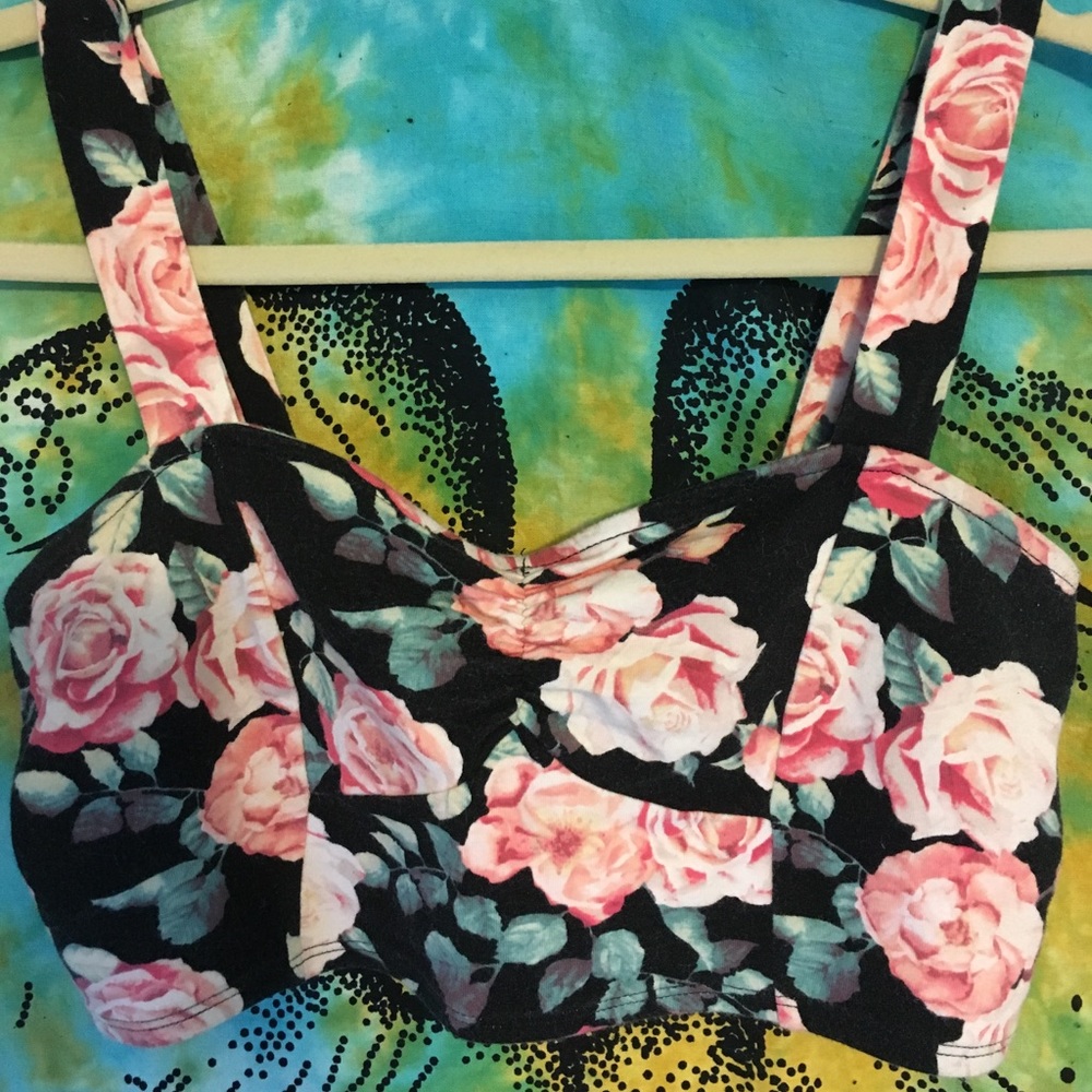 Rose Print Forever 21 Crop/Bra Top